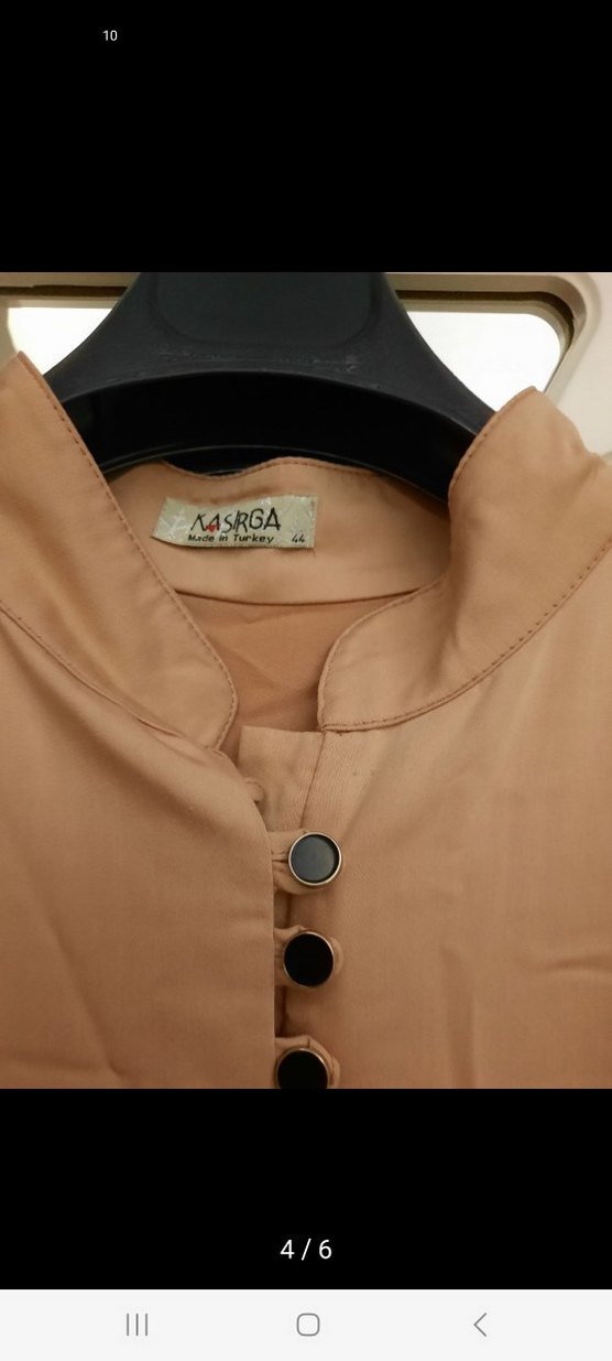 Bej Düğmeli Uzun Kollu Kadın Elbise - Görsel 4