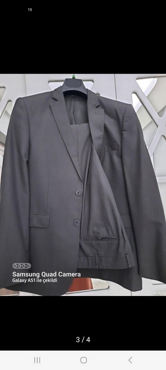 Düğmeli Siyah Erkek Regular Fit Takım Elbise - Görsel 3