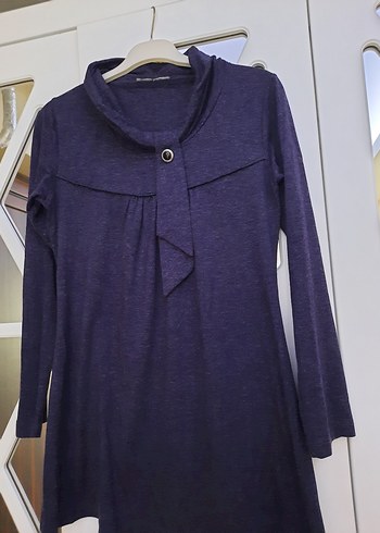 Düğmeli Mor Uzun Kollu Tunik - Görsel 2