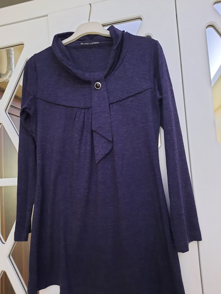 Düğmeli Mor Uzun Kollu Tunik - Görsel 2