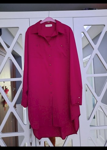 Uzun Kollu Pembe Düğmeli Tunik - Görsel 2