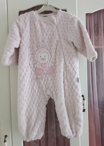 Pembe Örgü Bebek Kız Tulumu Nakışlı - Görsel 2