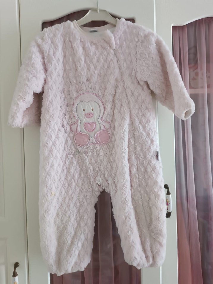 Pembe Örgü Bebek Kız Tulumu Nakışlı - Görsel 2