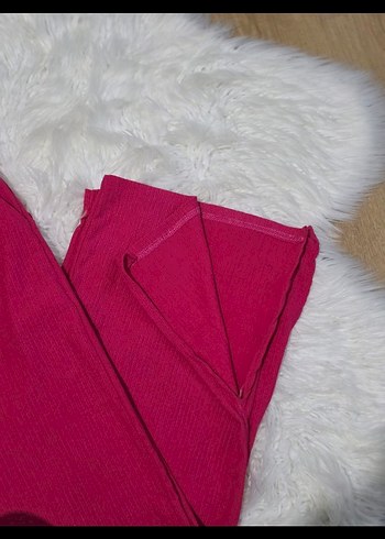 Pembe Rahat Kesim Kadın Polar Pantolon - Görsel 2