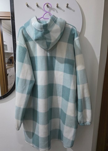 Düğmeli Turkuaz Ekose Kadın Gömlek - Görsel 3