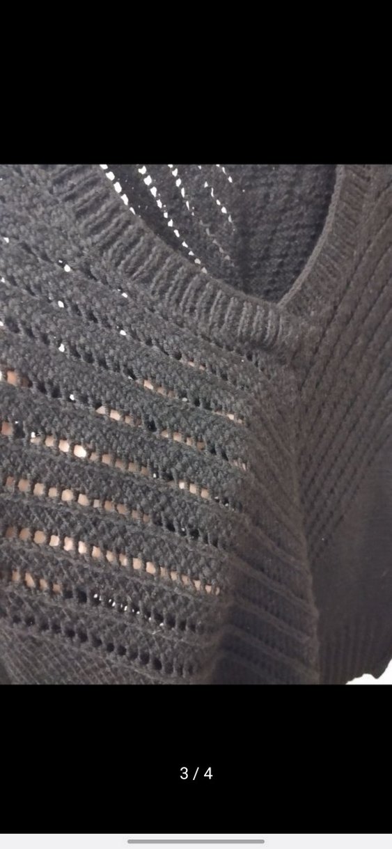 Siyah V Yaka Örgü Süveter - Görsel 3