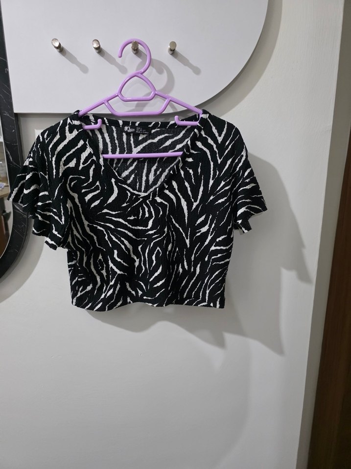 Kadın Siyah Zebra Desenli Midi Elbise - Görsel 2