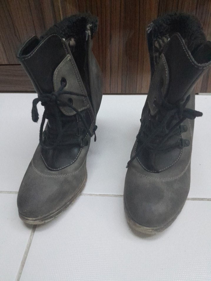 Tokalı Gri Kadın Dolgu Topuk Botları - Görsel 2