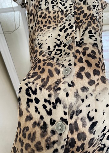 s Beden çeşitli Renk Leopar elbise düğmeli elbise