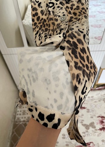 s Beden Leopar elbise düğmeli elbise