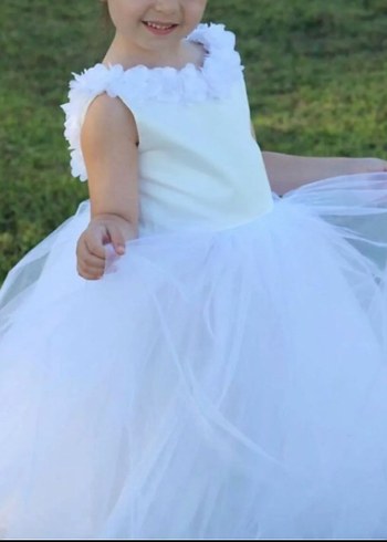 Dantel Detaylı Beyaz Bohem Kız Çocuk Elbisesi - Görsel 3