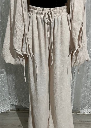 Bej Bohem Salaş Uzun Kollu Kadın Bornoz - Görsel 3