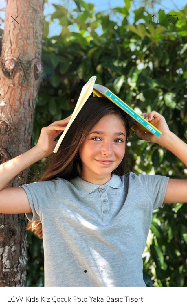 Gri kız Çocuk Polo Tişört - Görsel 2