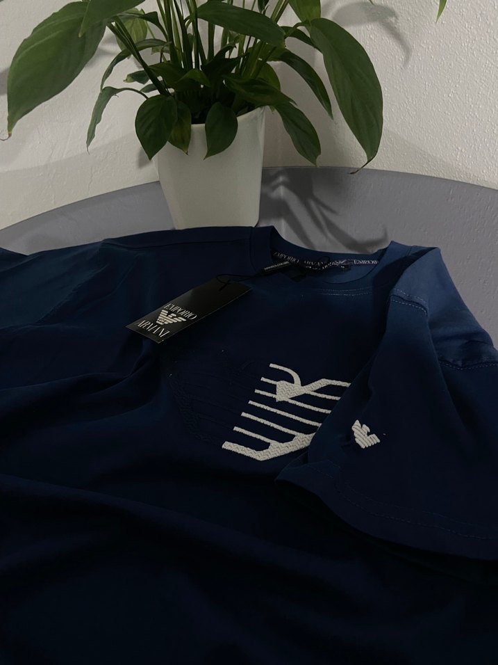 Erkek Lacivert kısa Kollu Baskılı Tişört - Görsel 3