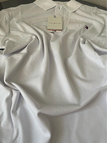 xl Beden Tommy Hilfiger polo yaka beyaz kısa kollu tişört