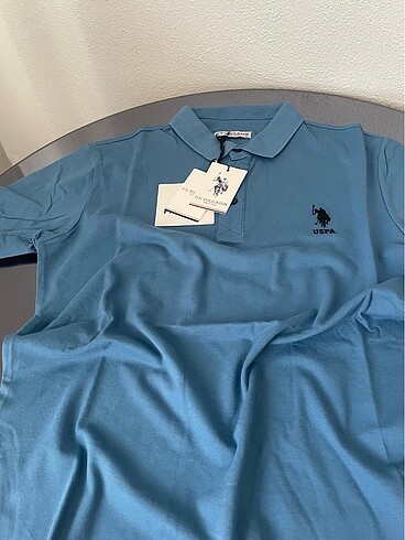 l Beden U.S assn polo yaka kısa kollu mavi tişört