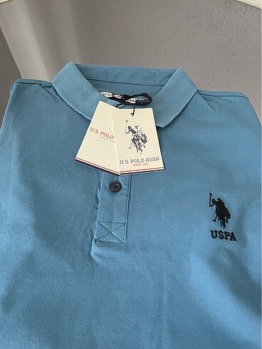 U.S Polo Assn. U.S assn polo yaka kısa kollu mavi tişört