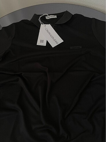 s Beden Calvin Klein polo yaka siyah kısa kollu tişört