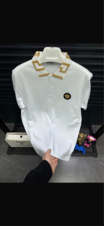Versace beyaz polo yaka tişört