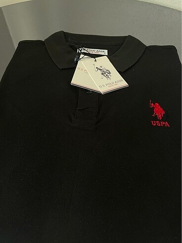 U.S assn polo yaka kısa kollu siyah tişört