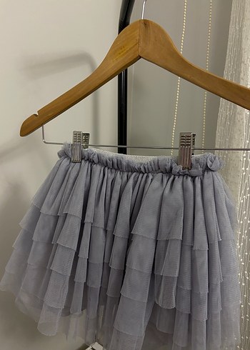 Kız Çocuk Gri Fırfırlı Bohem Etek - Görsel 2