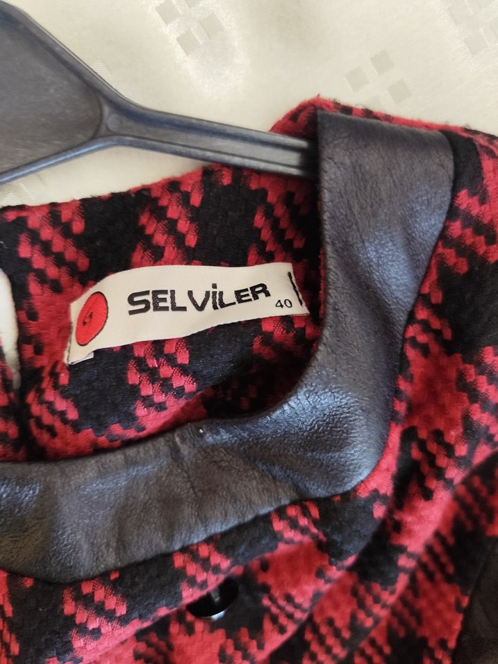 Kemerli Kırmızı Siyah Uzun Kadın Elbise - Görsel 3