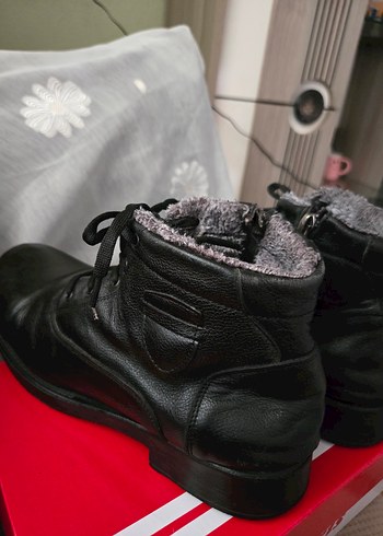 43 Orjinal Deri Siyah Erkek Kışlık Bağcıklı fermuarlı Bot - Görsel 4