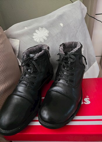 43 Orjinal Deri Siyah Erkek Kışlık Bağcıklı fermuarlı Bot - Görsel 3