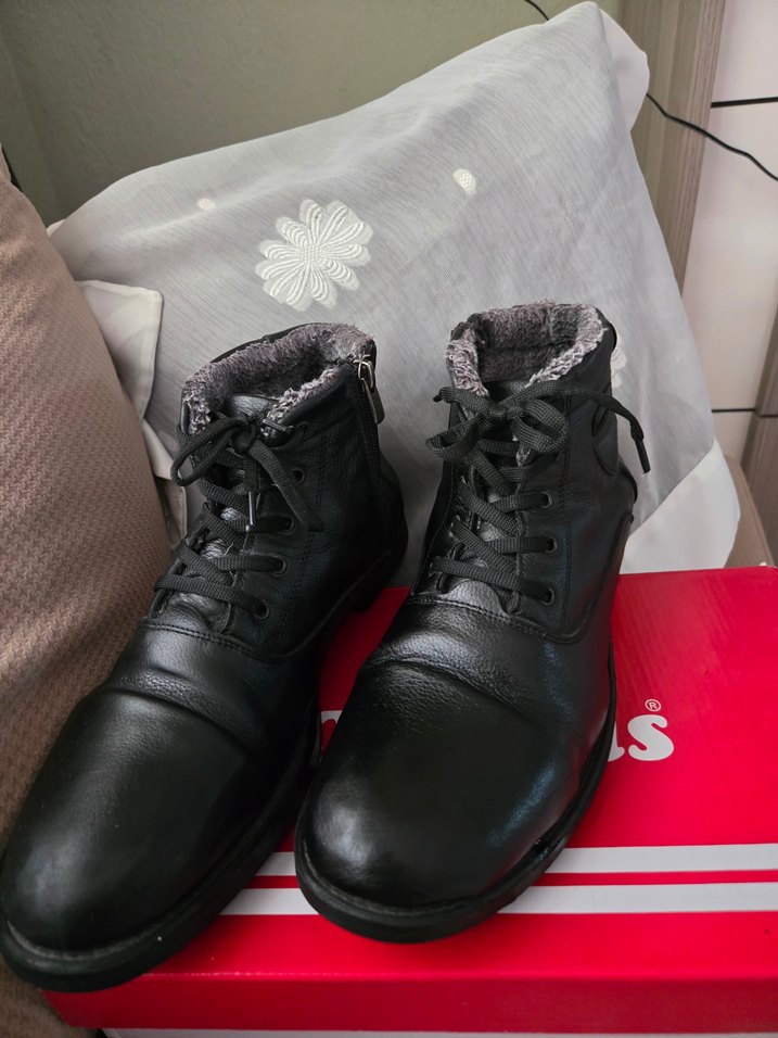 43 Orjinal Deri Siyah Erkek Kışlık Bağcıklı fermuarlı Bot - Görsel 3
