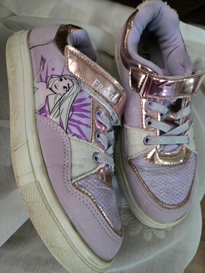 Parlak Mor Kız Çocuk Spor Ayakkabı - Frozen - Görsel 4