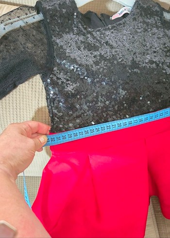 Kız Çocuk Kırmızı Parlak Uzun Kollu Elbise - Görsel 4