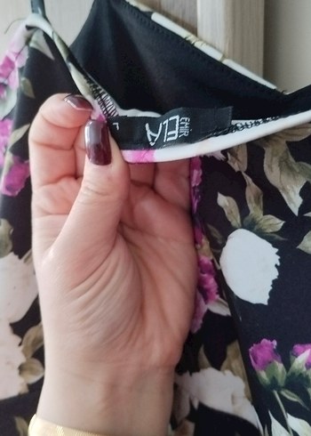 Mor Çiçek Desenli Strappy Mini Elbise - Görsel 3