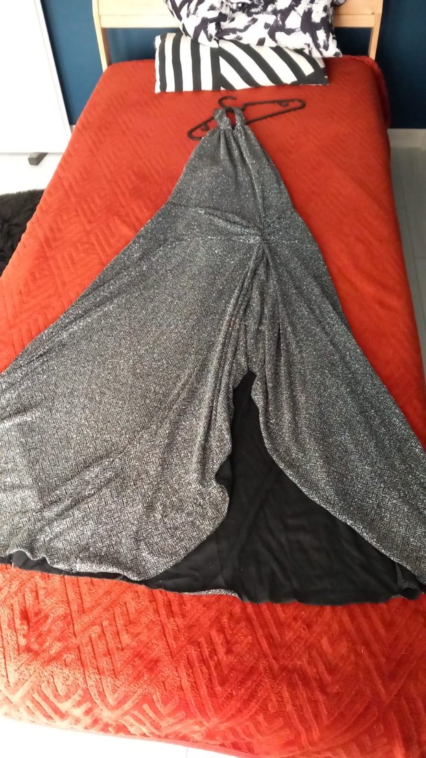 Gri Yılan Desenli Drapeli Uzun Abiye Elbise - Görsel 4