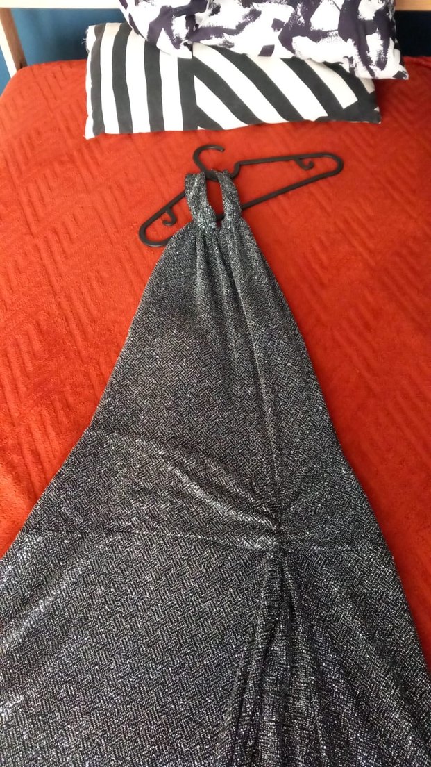 Gri Yılan Desenli Drapeli Uzun Abiye Elbise - Görsel 5