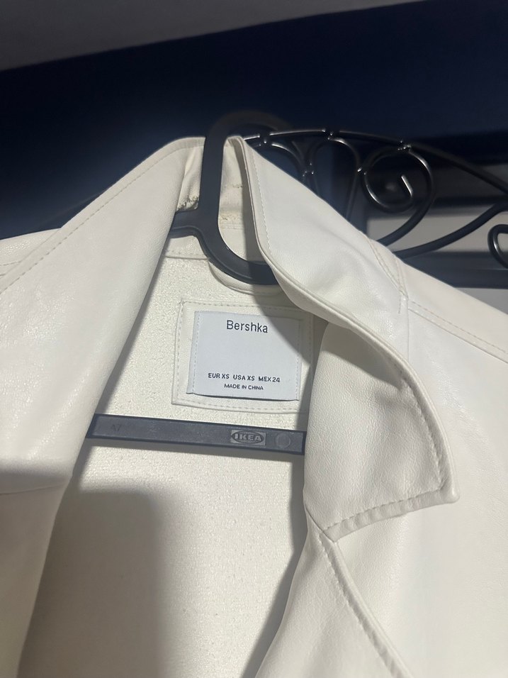 Beyaz Deri Kemerli Kadın Ceket - Görsel 3