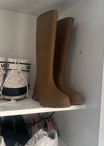 Kahverengi Tokalı Dizüstü Lastik Çizme - Görsel 3