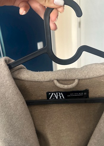 Kemerli Kapüşonlu Bej Kaban - Görsel 3