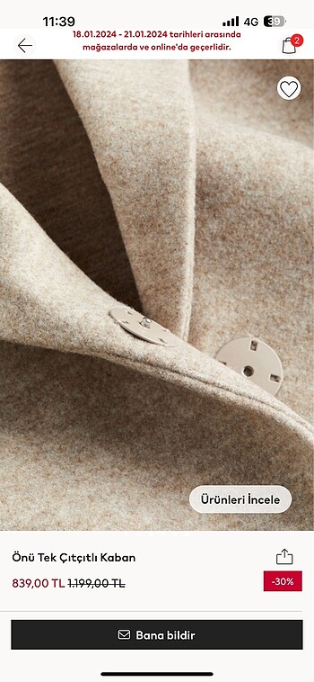 s Beden camel Renk Hm yeni etiketli kaban