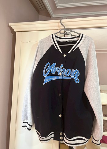 xl Beden Gri Siyah Düğmeli Street Wear Kadın Ceket