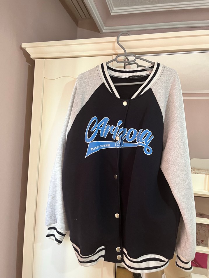 Gri Siyah Düğmeli Street Wear Kadın Ceket - Görsel 2