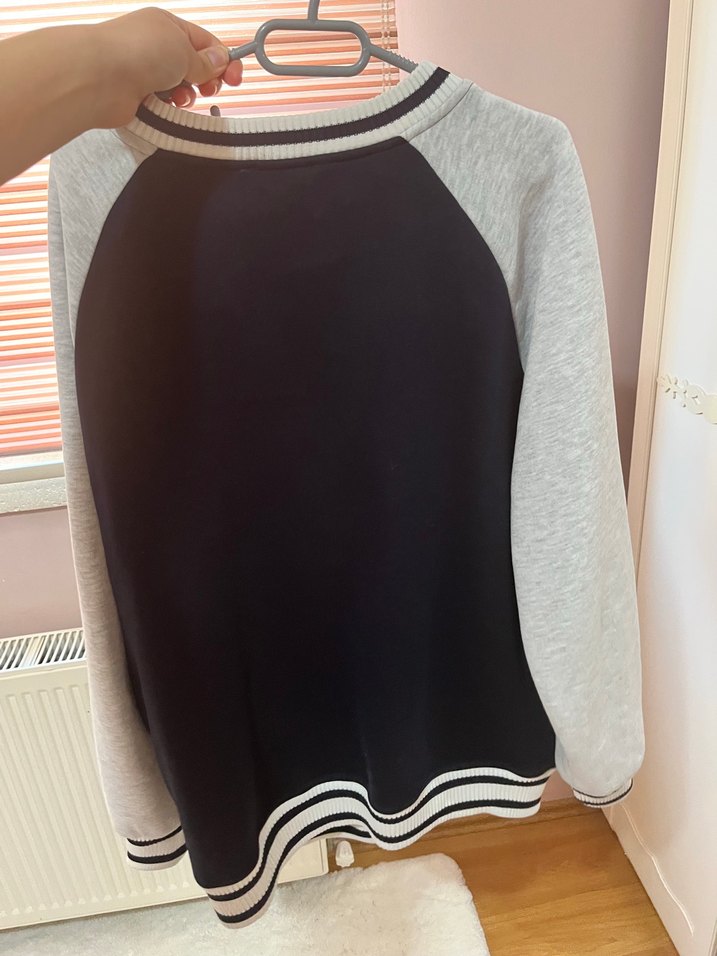 Gri Siyah Düğmeli Street Wear Kadın Ceket - Görsel 3