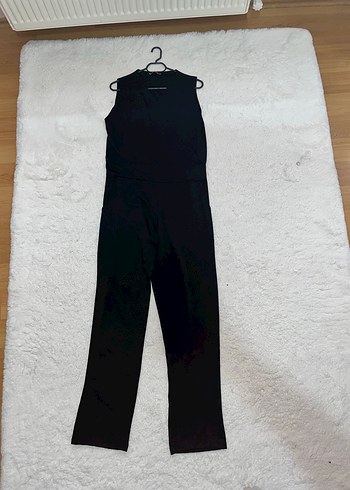 Siyah V Yakalı Kolsuz Kadın Tulum - Görsel 2