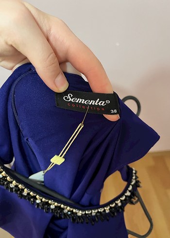 Drapeli Lacivert Midi Elbise - Görsel 3