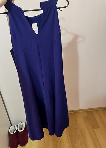 Drapeli Lacivert Midi Elbise - Görsel 2