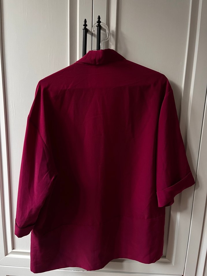 Bordo Uzun Kollu Salaş Kadın Sabahlık - Görsel 3