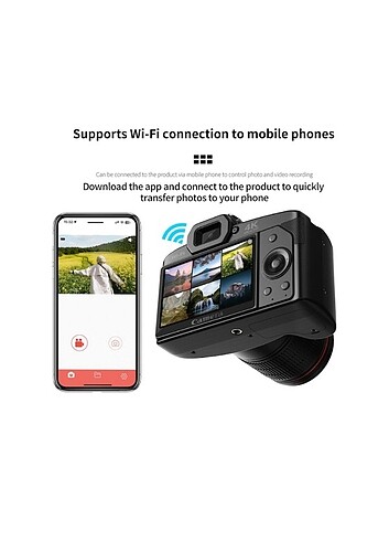 4K Dijital Kamera WiFi Video Kamera 64mp Çift Lens 