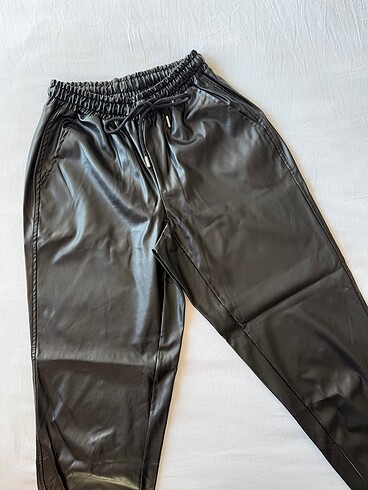 m Beden siyah Renk Deri Jogger Pantolon