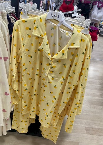38 Beden Sarı Uzun Kollu Kadın Pijama öne çıkması için her beden var
