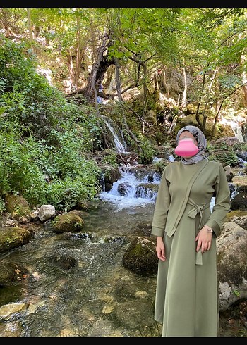 Kadın Haki Uzun Drapeli Elbise fiyat 750 tl