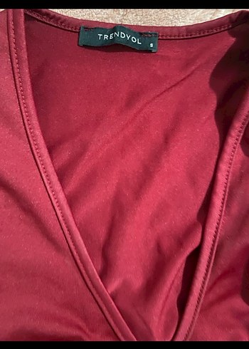 Bordo V Yaka Uzun Kollu Kadın Bluz - Görsel 2